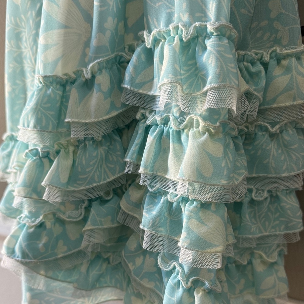 Isobella & Chloe Light Blue Ruffle Dress 4 Church Wedding - Picture 11 of 11